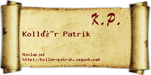 Kollár Patrik névjegykártya